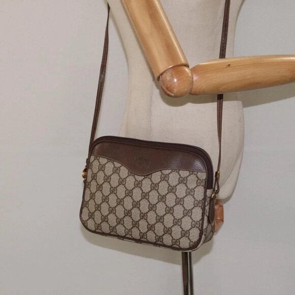 GUCCI GG Supreme Shoulder Bag PVC Beige Gold Auth - Picture 1 of 15